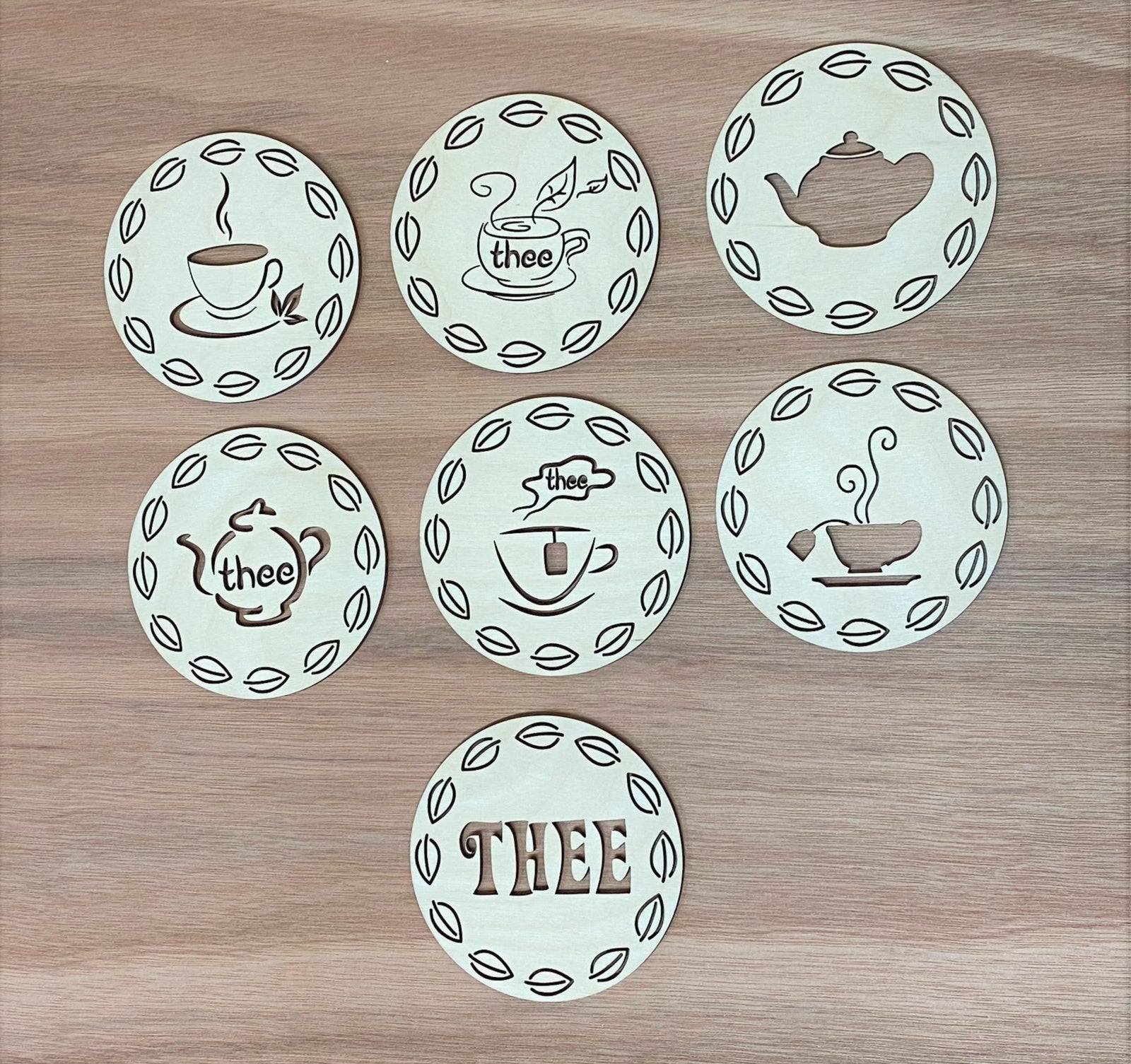 houten onderzetters set van 4 koffiethee lifestyle
